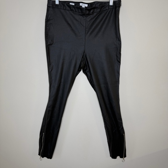 Nine West Faux Leather Black Pants with Side Zippers at Hem. - Picture 2 of 14